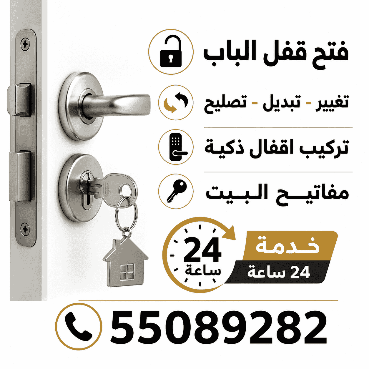 فتح قفل باب تغيير قفل الباب